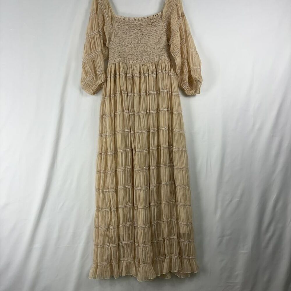 Indie Blue Chic Off-Shoulder Cream Maxi Dress - Picture 4 of 4